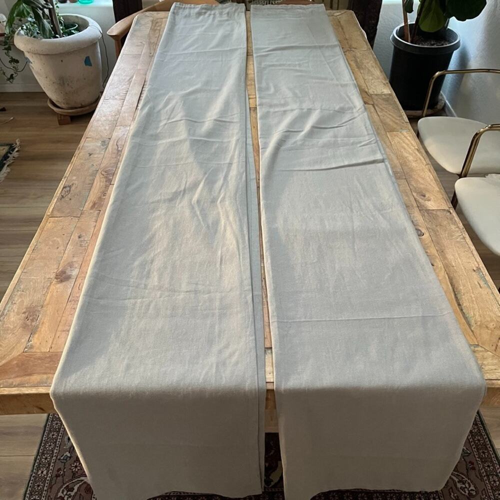 Ikea Gray Cotton Flax Blend Curtain Panels (2) 57 x 98 in Rod Pocket